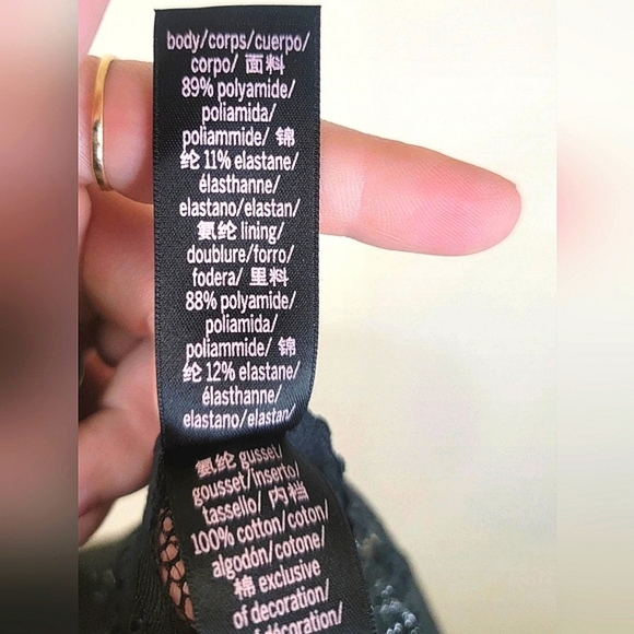 Victoria's Secret XS Strappy Lace Bodysuit Teddy Black Metallic Palm - Picture 7 of 9